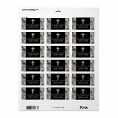 Zwart Paisley Cross Religieuze adreslabel Etiket (Full Sheet)