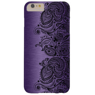 Zwart Paisley Kant Paarse Achtergrond Barely There iPhone 6 Plus Hoesje