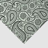 Zwart paisley op mint-groene achtergrond tissuepapier (Detail)