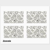 Zwart Paisley op Wit Rechthoekige Sticker (Vel)