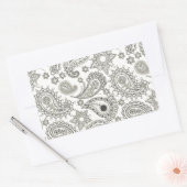 Zwart Paisley op Wit Rechthoekige Sticker (Envelop)