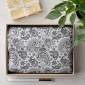Zwart  Paisley over witte achtergrond Tissuepapier (Geschenk)