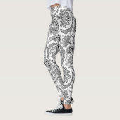 Zwart  paisley patroon op wit leggings (Links)