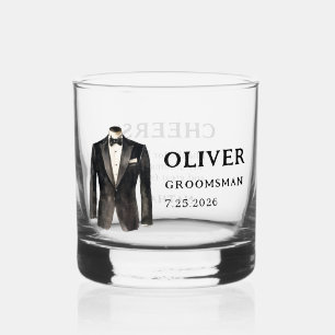 Zwart pak Groomsman voorstel Whiskey Glass Whisky Glas