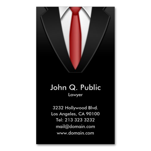 Zwart pak Visitekaartje magneten (Voorkant Verticaal)