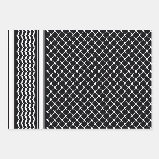 Zwart Palestijns Keffiyeh Patroon Ontwerp Inpakpapier Vel (Voorkant 2)