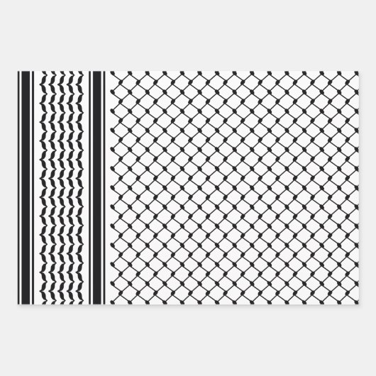 Zwart Palestijns Keffiyeh Patroon Ontwerp Inpakpapier Vel (Voorkant)