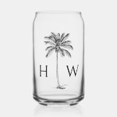 Zwart Palm Palmetto Tree Monogram Blikvorm Glas (Voorkant)