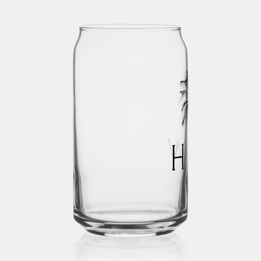 Zwart Palm Palmetto Tree Monogram Blikvorm Glas (Rechts)