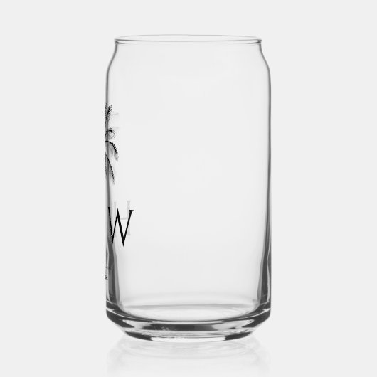 Zwart Palm Palmetto Tree Monogram Blikvorm Glas (Links)