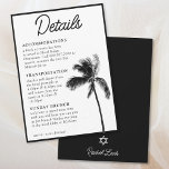 Zwart Palm Tree Bat Mitzvah Details Behuizing Kaar Kaart<br><div class="desc">Deel uw evenementgegevens in stijl met deze zwart-witte palmboom Bat Mitzvah-detailkaarten. Voer het Zazzle-ontwerpgereedschap in om aanvullende aanpassingen aan te brengen.</div>