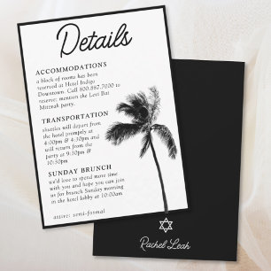 Zwart Palm Tree Bat Mitzvah Details Behuizing Kaar Kaart