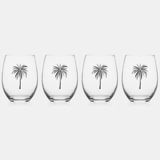 Zwart Palm Tree glas Tumbler (Voorkant)