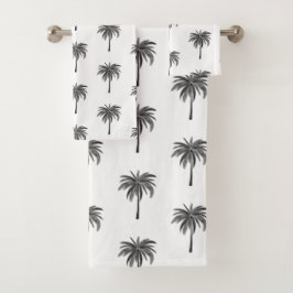 Zwart Palmboom Patroon Bad Handdoek