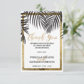 Zwart palmbos Goud Grens Modern Bedankkaart (Staand voorkant)