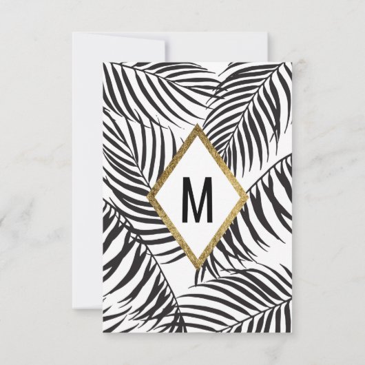 Zwart palmbos Goud Grens Modern Bedankkaart (Achterkant)