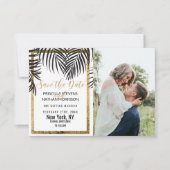 Zwart palmbos Goud Grens Modern Save The Date (Voorkant)
