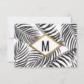 Zwart palmbos Goud Grens Modern Save The Date (Achterkant)
