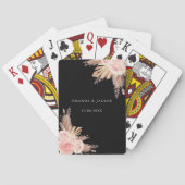 Zwart pampas gras roos gouden bloemstukken Bruilof Pokerkaarten (Achterkant)