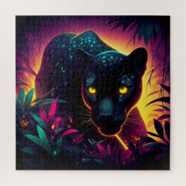 Zwart panter Kleurrijk Exotisch Oerwoud bos Legpuzzel