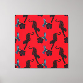 Zwart panter maximalistisch canvasprint canvas afdruk