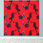 Zwart panter maximalistisch canvasprint canvas afdruk (Insitu (Houten vloer))