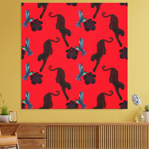 Zwart panter maximalistisch canvasprint canvas afdruk
