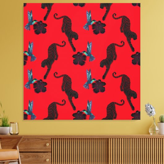 Zwart panter maximalistisch canvasprint canvas afdruk (Insitu (Woonkamer))