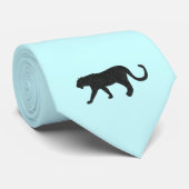 Zwart panter op lichtblauwe Stropdas (Opgerold)
