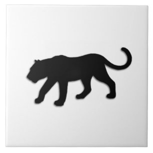 Zwart panter op wit tegeltje