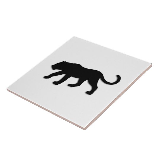 Zwart panter op wit tegeltje (Zijkant)