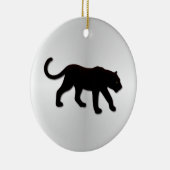 Zwart panter op zilver keramisch ornament (Rechts)