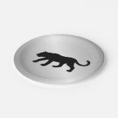 Zwart panter op zilver papieren bordje (Gekanteld)