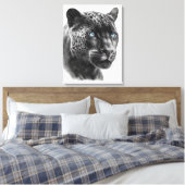 Zwart panterillustratie - potloodtekencanvas canvas afdruk (Insitu (Slaapkamer))