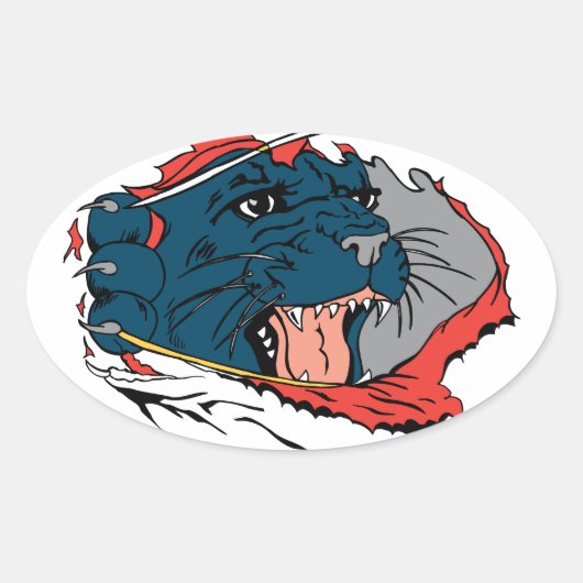 Zwart panterriem ovale sticker (Voorkant)