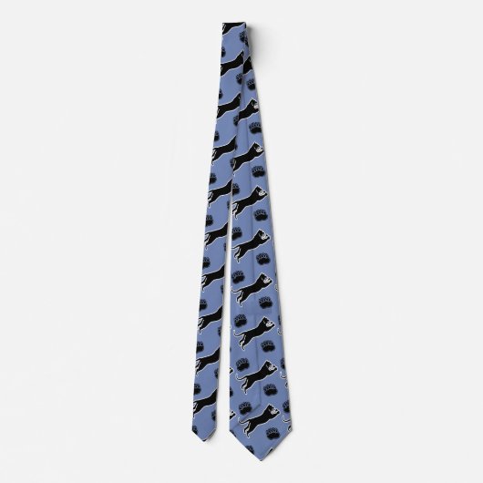 Zwart panterteam mascot op elke kleurstrook stropdas (Achterkant)