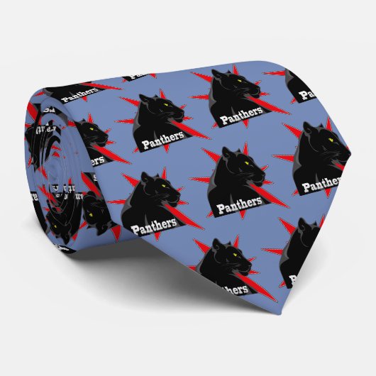 Zwart panterteam mascot op elke kleurstrook stropdas (Opgerold)
