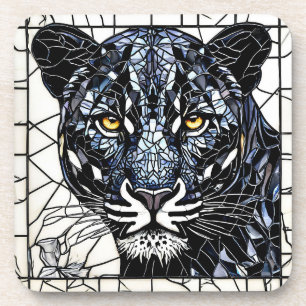 Zwart Panther glas in lood Bier Onderzetter
