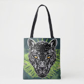 Zwart Panther Tropical Amazon Forest Tote Bag (Voorkant)