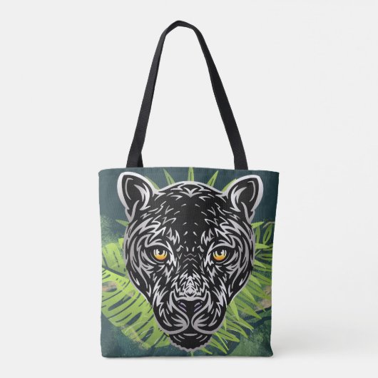 Zwart Panther Tropical Amazon Forest Tote Bag (Achterkant)