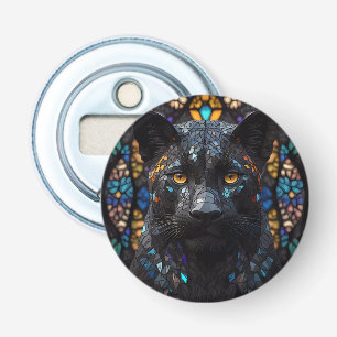 Zwart pantherportret button flesopener
