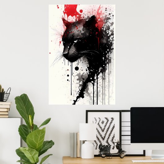 Zwart pantherportret poster (Thuiskantoor)