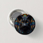 Zwart pantherportret ronde button 3,2 cm (Voorkant /achterkant)