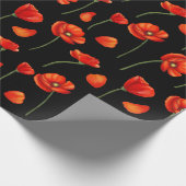zwart papaverpatroon cadeaupapier (Hoek)