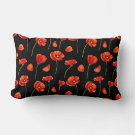 zwart papaverpatroon kussen