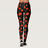 zwart papaverpatroon leggings (Achterkant)