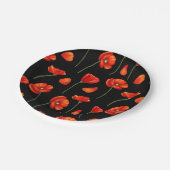 zwart papaverpatroon papieren bordje (Gekanteld)