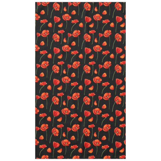 zwart papaverpatroon tafelkleed (Voorkant)