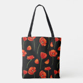 zwart papaverpatroon tote bag (Achterkant)