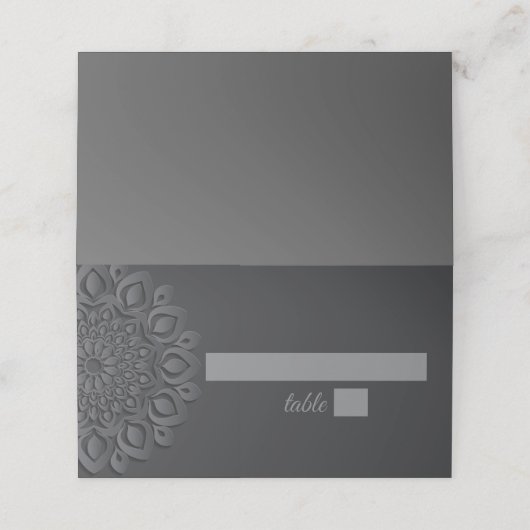 Zwart papier gesneden mandala bruiloft plaatskaartje (Buitenkant ongevouwen)